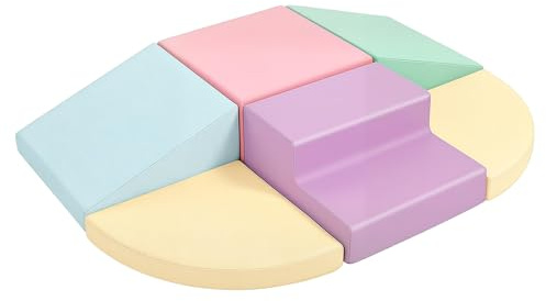 JungleDove Kids Soft Play Set Indoor - 6 PCS Foam Climbing Blocks with Slide & Stairs for Baby - Safe Educational Climbing Toys for Toddlers Motor Skills Development (Lilac)