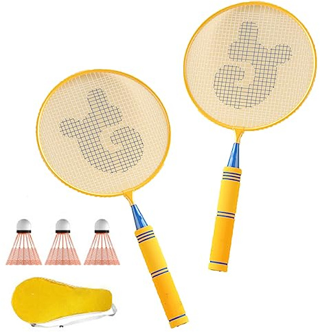RASTKY Ensemble de Raquettes de Badminton pour Enfants, Raquette de Badminton Légère pour Enfants, Surface Agrandie pour Un Jeu Facile, Adaptée aux de 5 à 12 Ans (Yellow)