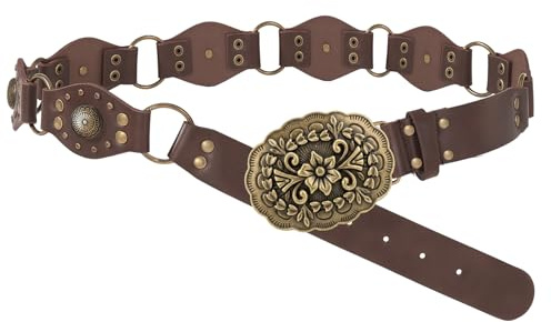 HIVTE Cinturón de Cuero para Mujer - Estilo Western Vintage