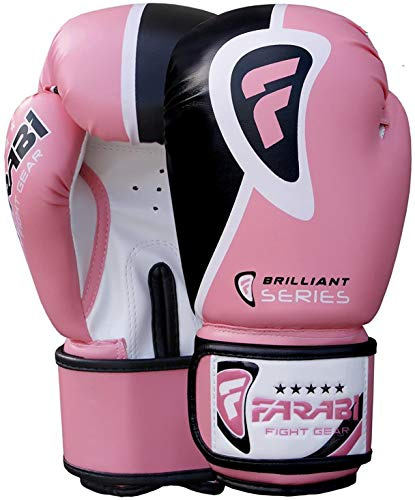 Farabi Ladies Gym Fitness Boxing MMA Muay Thai Kickboxing Training Sparring Punching Gloves Mitts (8-OZ)