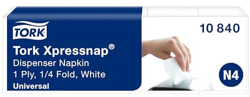 Tork 10840 Xpressnap Spenderserviette unbedruckt / Weiße Papierserviette für Serviettenspender N4 / 8x1125 Stück