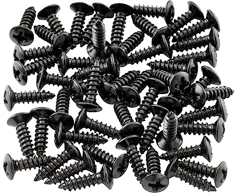 Musiclily 3x12mm Gitarren Bass Schlagbrett Schrauben Pickguard Screws für Fender Strat Tele E-Gitarre Bass, Schwarz (50 Stück)
