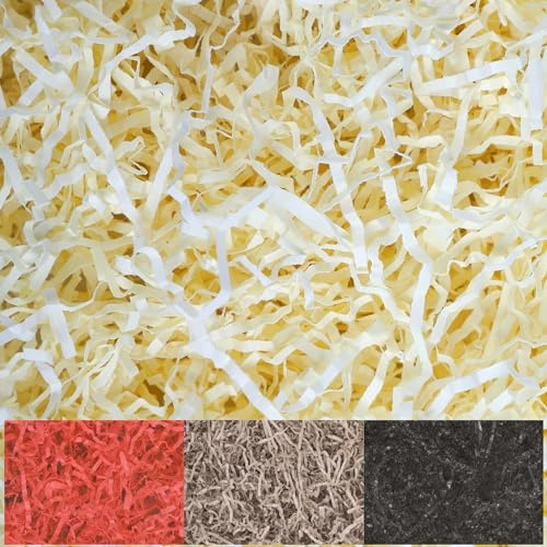 Creative Deco 1kg Cream Kraft Shredded Tissue Paper | Basket Box Hamper Filling Gift Box | Wood Wool Replacement | Decorative Straw Easter Gift Packaging | Birthday Anniversary | Comes in Blue Bag