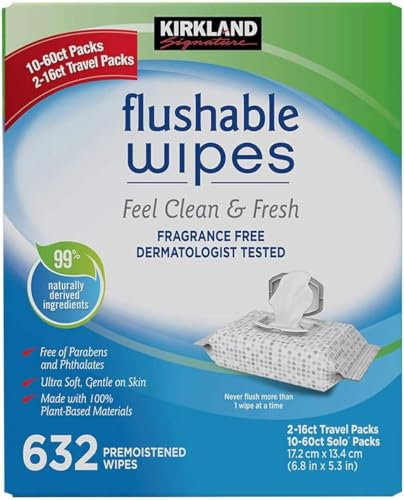 Kirkland Signature Moist Flushable Wipes, 600 Wipes - Best Price