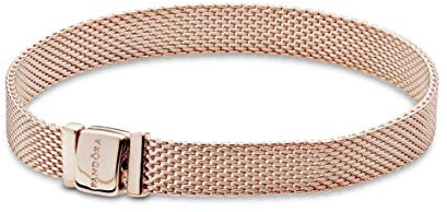 Pandora Reflexions Bracelet en mailles tissées en métal plaqué or rose 14 carats, 16