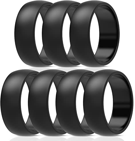 ThunderFit Silicone Wedding Rings for Men, Rubber Engagement Bands 8.7mm Wide 2.5mm Thick - 1/2/3/4/5/6/7/12/16 Variety Multipack (Pack B - Size 9.5-10 (19.8mm))