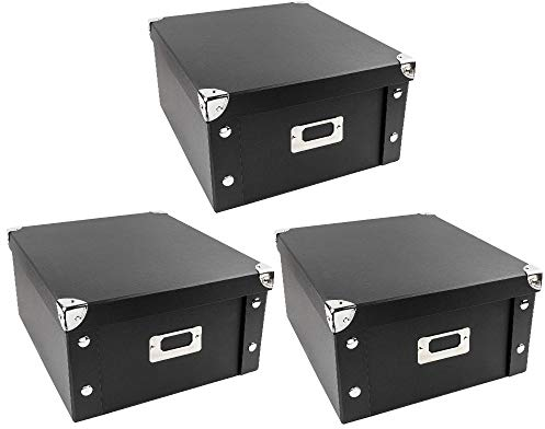 Ideen mit Herz Storage Boxes | Set of 3 | Storage Box with Lid | Foldable | Made of Cardboard & Metal | Each 31 cm x 26 cm x 14 cm