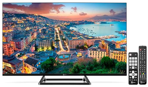 TELE System TV PALCO32 FL13 - Design Frameless, Doppio Tuner Terrestre e Satellitare, H.265/HEVC 10bit - Centinaia di Canali HD Italiani ed Esteri - Telecomandi Standard e Facilitato per Anziani