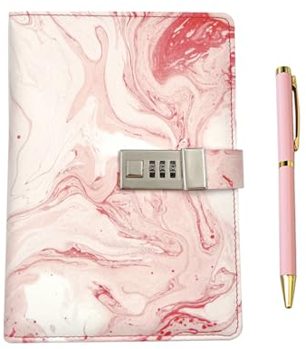 GOORAIFU Journal Intime avec Cadenas pour Filles et Femmes, Carnet Secret A5 en Cuir PU, 240 Pages, Carnet de Notes avec Stylo à Bille en Métal et Coffret Cadeau Rose