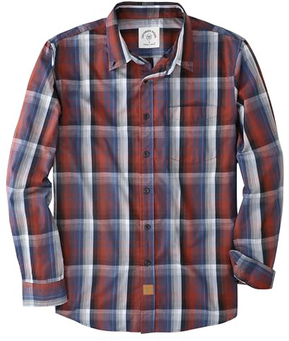 Dubinik® Flanellskjorta herr rutig skjorta herr bomull casual knapp ner vinter lätt flanellskjorta med fickor, Burgundy 052, XXL