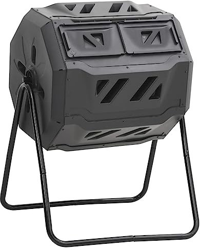 Composteur de Jardin, Bac à Compost Rotatif Tonneau de Compostage Bac à Compost de Jardin Noir 73x64x95 cm 160 L