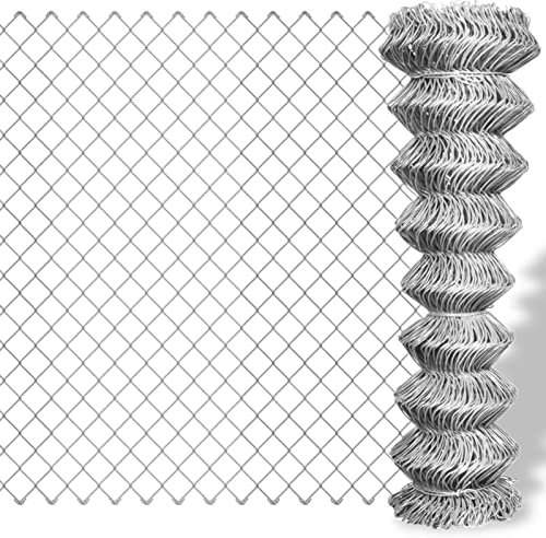 Sufrk Recinzione a catena in acciaio zincato, 25 x 1,25 m, colore argento, recinzione da giardino, pannello ornamentale per esterni, barriera per animali, aiuole, per patio, cortile