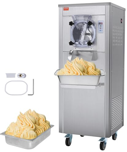 VEVOR Macchina per Gelato Commerciale, Resa 18 L/H, Macchina per Gelato Monogusto 1600 W con Ruote, Cilindro in Acciaio Inox circa 6 Litri, Pannello LED Autopulente, da Bar Ristorante Feste Eventi