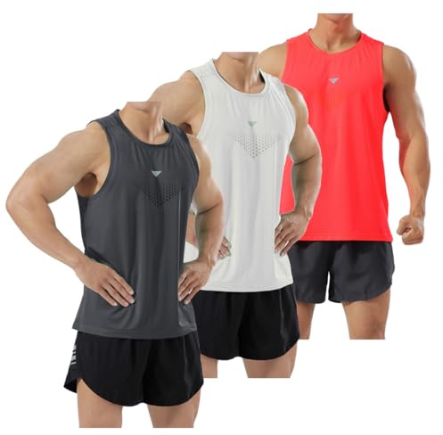 YOUTHUP Mens Quick Dry Gym Vest 3 Pack Sleeveless Tank Top