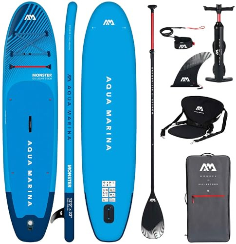 CampSup Aqua Marina Monster 12'0 – uppblåsbar SUP-bräda allround för nybörjare – Stand Up Paddle Board komplett set – begränsad utgåva blå