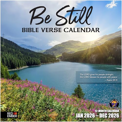 RED EMBER Christian Wall Calendar 2026 | Be Still with Bible Verses | 12 Month | 12 x 24 Open | Thick & Sturdy Paper | Holiday Gift | Inspirational Religious Scripture Christian Calendar 2026