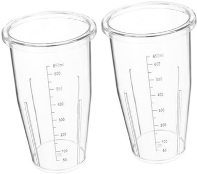 DOITOOL Gobelets de Mixage Tasses de Remplacement Accessoires de Mixeur Lot de 2 650 Ml Plastique Transparent avec Graduation Compatibles avec Mixeur et Extracteur de Jus