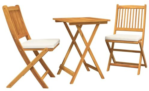 Genérico Set Bistro da Giardino 3 PCS Marrone Legno massello di Acacia,Marrone,18.4kg,42000951