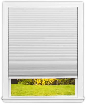 Redi Shade No Tools Easy Lift Trim-at-Home Cordless Cellular Blackout Fabric Shade White, 30 W x 64 L, (Fits windows 19- 30)