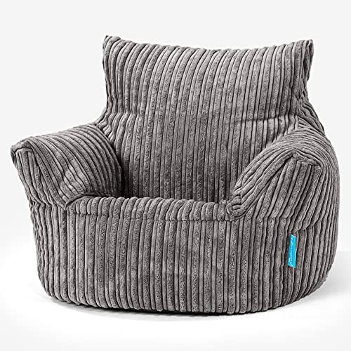 Lounge Pug - CORD - Childrens Armchair - Kids Bean Bags UK - Toddler Chair Beanbag - Graphite Grey