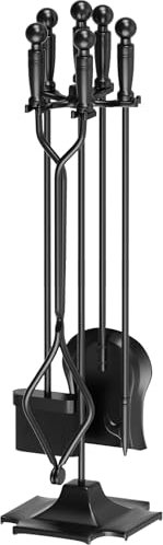 Set di 5 attrezzi per caminetto in ferro battuto, accessori per caminetto, con manici, per interni, decorazione per caminetto esterno, strumento moderno, pinze da attizzatoio, pala, spazzola, stufa,
