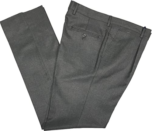 N+1 - Pantalone Uomo Classico in Fresco Lana con Pens Cavallo Alto Gamba Larga Elegante Tasca Dritta Leggero Estivo (54, Grigio Chiaro)