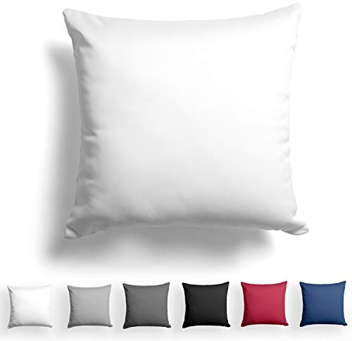 Alreya Mako Satin Kissenbezug 80 x 80 cm - 100% Baumwolle mit Reißverschluss, Superweicher Kopfkissenbezug 80x80, Kissenhülle, Oeko-TEX® Standard Zertifiziert, Weiß, nur Kissenbezug