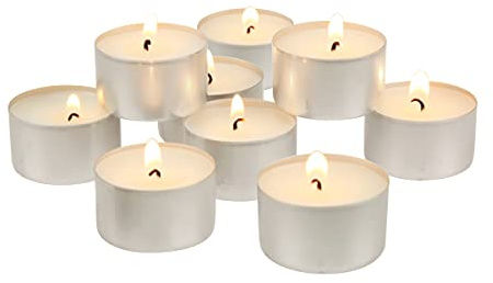 Stonebriar Unscented Long Burning White Tealight Candles, Bulk Pack, 6-7 Hour Burn Time, Smokeless Tealights for Parties, Weddings, Home, 50 Count