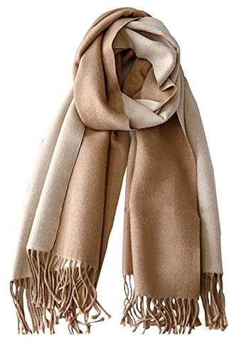 PFLife Damen Kaschmir Schal Wärmender Winter Schal Wendbares Modell mit Fransen Weiche große Kaschmir Decke, 80'' * 27'' (200 x 70 cm), Beige