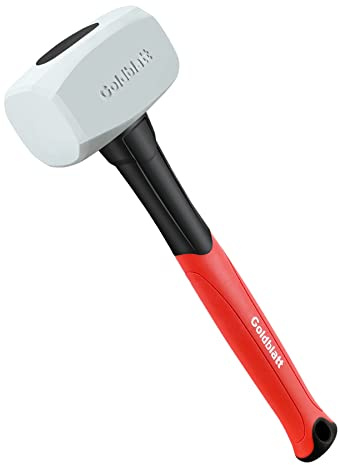 Goldblatt Rubber Mallet 16 oz. Low Recoil Rubber Hammer with Solid Head & Soft-grip Handle, Double-Faced Soft Mallets, Soft Blow Tasks, No Damage for Camping, Woodworking and Flooring | White
