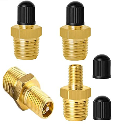 4 pezzi 1/4 NPT valvola del serbatoio, valvola Schrader in ottone anticorrosione, Valvole di riempimento del Serbatoio del compressore d'Aria in Ottone