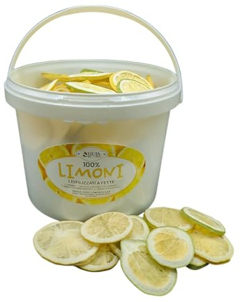Limoni freschi liofilizzati 100% italiani - limoni per cocktail professionali - confezione large da 3 litri - frutta secca di alta qualità - senza aggiunta di zuccheri.