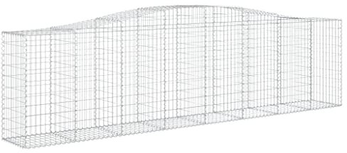 vidaXL Arched Gabion Baskets Set of 4, Decorative Garden Barrier of Galvanised Iron, Stable Rock- or Gravel-Filled Constructions for Outdoor Spaces, Silver
