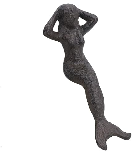 AB Tools Small Mermaid Cast Iron Statue Figure Ornament Garden Water Pond Shelf Sitting