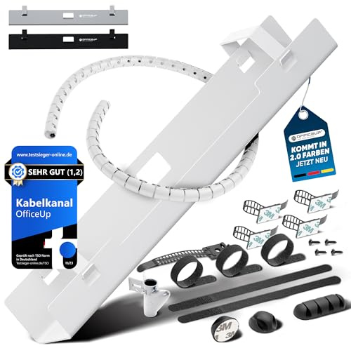 OfficeUp® KABELKANAL Schreibtisch - Kabelmanagement [Komplett Set] - Cable Management - Kabelhalter [Abnehmbar] - Kabelwanne - Jetzt erhältlich