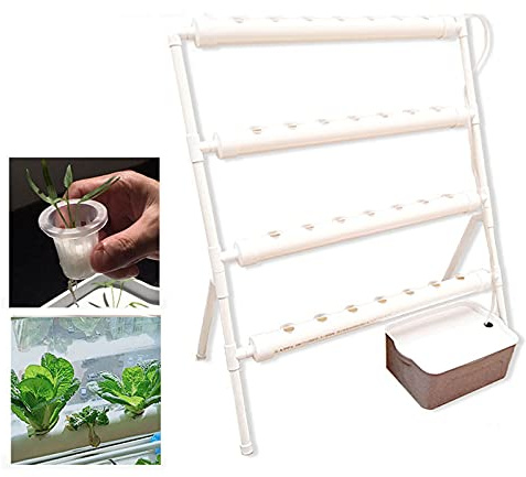 KEESUNG Hydroponic Site Grow Kit, 36 hål 4 rör jordlösa växtodlingssystem trädgård terrass hydroponisk odling växter bevattningssystem PVC hydroponisk pipe hem för hydroponisk