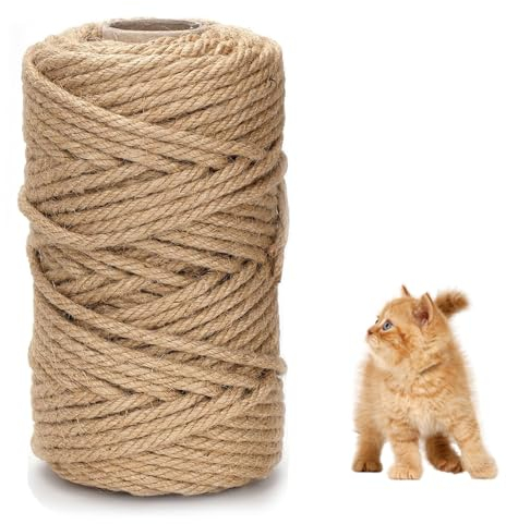 DXRPO Cuerda de Yute, Cuerda de Natural 6 mm x 60 m, Cuerda de Sisal Natural, Cuerda Rascadora para Gatos, Accesorio para Gatos, Hogar, Jardín, Bricolaje, Decoración