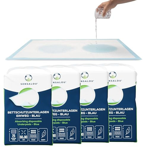 Sensalou Traversine Monouso 60x90 cm – 100 Pezzi – Teli Assorbenti Impermeabili per Letto, Cura Anziani, Bambini, Animali, Incontinenza, Protezione Igienica, Assistenza Ospedaliera, Uso Quotidiano