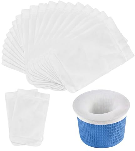 talifoca 20 calzini da piscina skimmer, calzini filtranti piscina, filtri skimmer, calzini da piscina, prefiltro elastico in nylon, calzini per skimmer