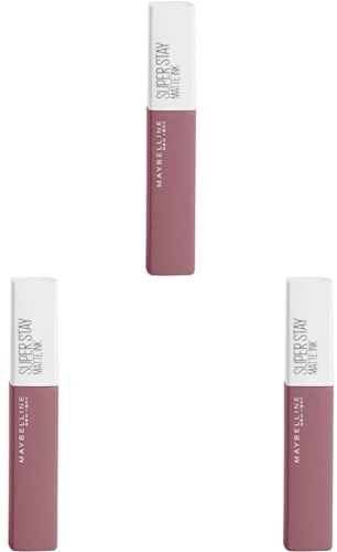 Maybelline New York Lippenstift, Super Stay Matte Ink Pinks, Flüssig, matt und langanhaltend, Nr. 140 Soloist, 5ml (Packung mit 3)