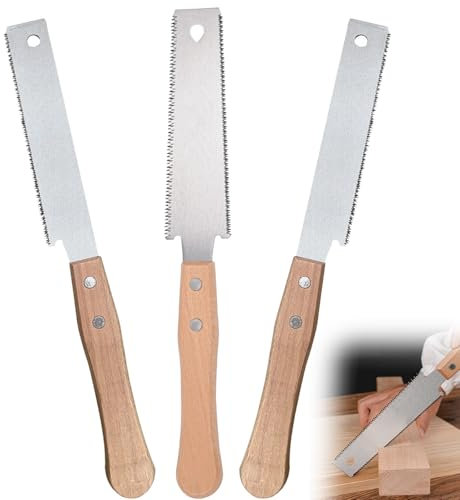 Japanische Handsäge, Zweischneidig Leichte Zugsäge 6-Zoll, SK-5 Stahl Holzsäge 11/17 TPI Japanische Säge Feinsäge Zugsäge für Holzbearbeitung & Heimwerker, 2 Einseitige Sägen + 1 Doppelseitige Sägen