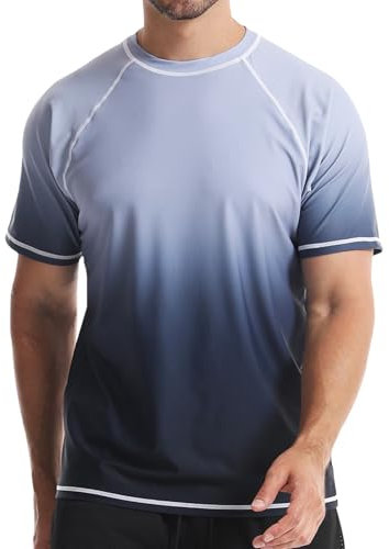 Danfiki UV Shirt Herren T-Shirts Rashguard Badeshirts Rash Vest Kurzärmeliges Wassersurf-Shirt Schnell Trocknendes Beach UPF 50+ Sonnenschutz