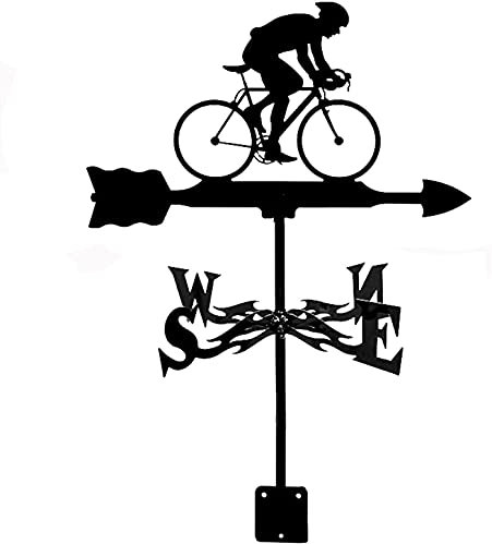 Weather Vane Bicycle Cyclist Black Swan wind vane Measuring Tool Weathercock with Anti-Rust Coating Orientation Indicator Stainless Steel for Outdoor Roof Mount,Sailboat(Bicycle Cyclist)