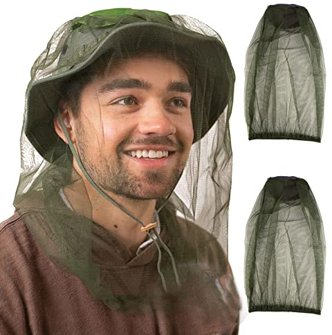 Anti-zanzara Cappello della Protezione, Zanzariera Cappello, Cappello di Testa a Rete Faciale,per campeggio, escursionismo, pesca, protezione da insetti e zanzare