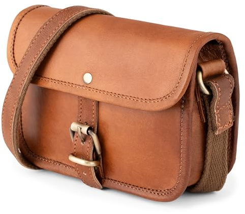 Berliner Bags Vintage Umhängetasche Malta, Kleine Crossbody Schultertasche aus Leder, Handtasche für Damen - Braun