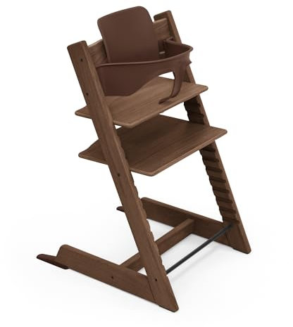 Trona Tripp Trapp de Stokke, Oak Warm Brown - Incluye Silla + Baby Set 2 para Niños de 6 a 36 Meses - Ajustable, Ergonómica y Fácil de Limpiar