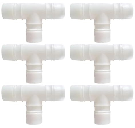 6 conectores en forma de T para manguera, adaptador de tubo igual tipo T de 25 mm, conectores de tubo de plástico de 3 vías, accesorios de plástico de púas, conector de manguera
