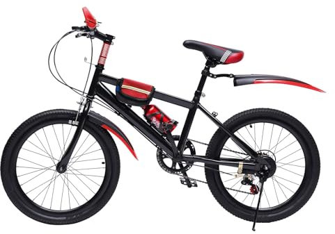 SYNCMH 20 Inch Kids Mountain Bike, 7 Speed Kids Bike, Anti-slip Double Brake with Water Cup and Compass Bell, Youth Bike for Boys and Girls for 9-14 Years Old, Red