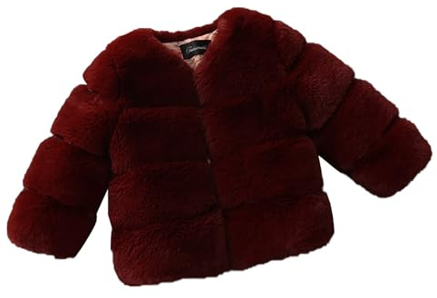 Kids Faux Fur Coat Fluffy Fleece Fuzzy Long Sleeve Cozy Toddler Winter Jacket Girls Thermal Heavy Christmas Clothes