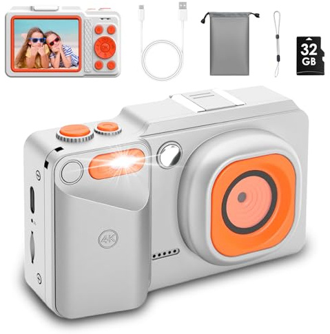 Digital Camera, FHD 1080P 72MP Kids Camera, Portable Compact Digital Camera with 16X Digital Zoom, New Models Rechargeable Camera for Kids Teenagers Beginners Boy Girl (White)
